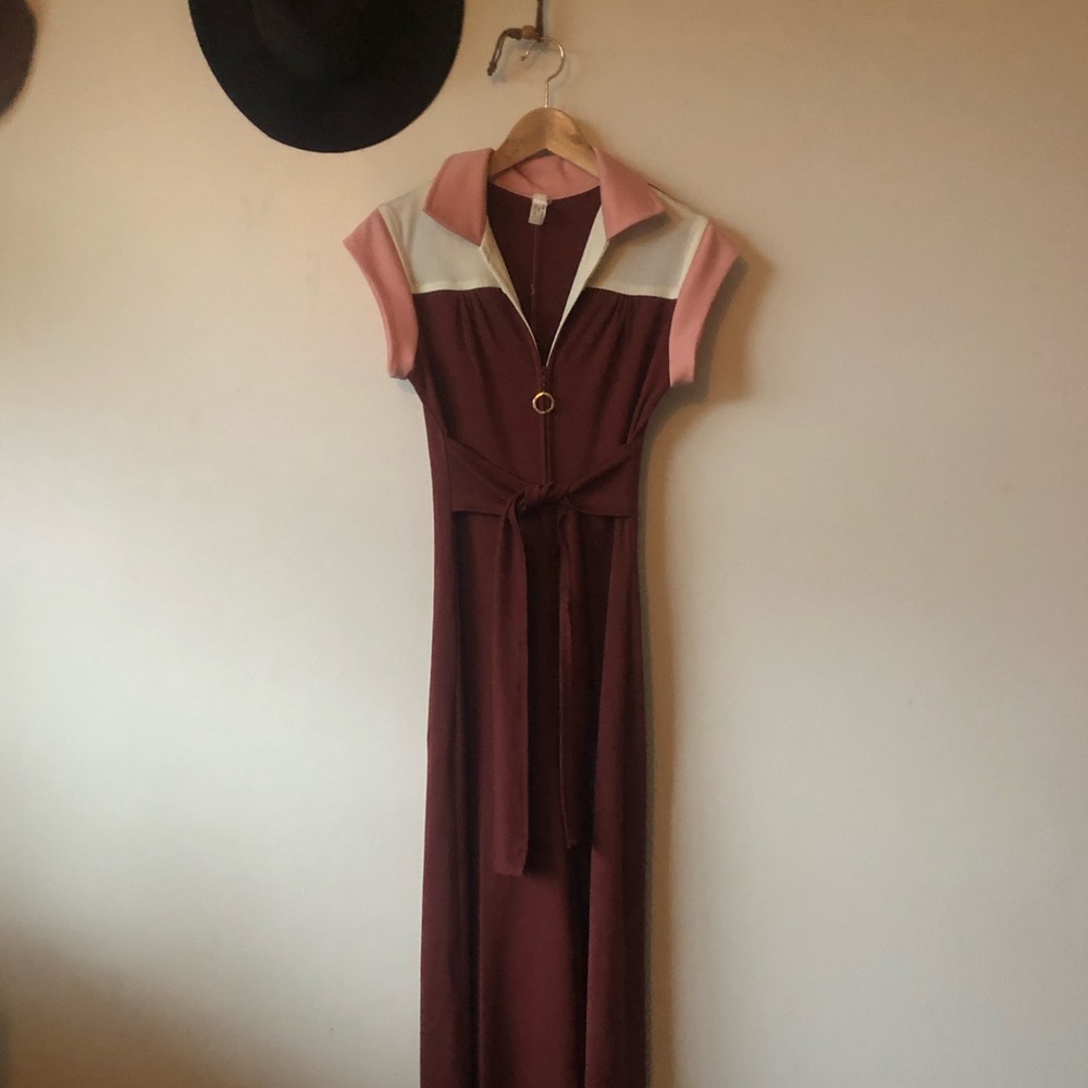 Reformation Pink and Brown Jumpsuit
